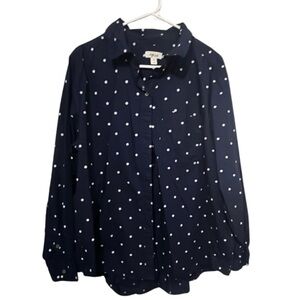 Women’s Style & Co. Navy Blue Polka Dot Blouse 2X